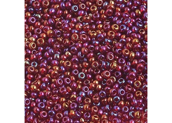 (Half Hank) Czech Seed Bead 10/0 Transparent Iris Red