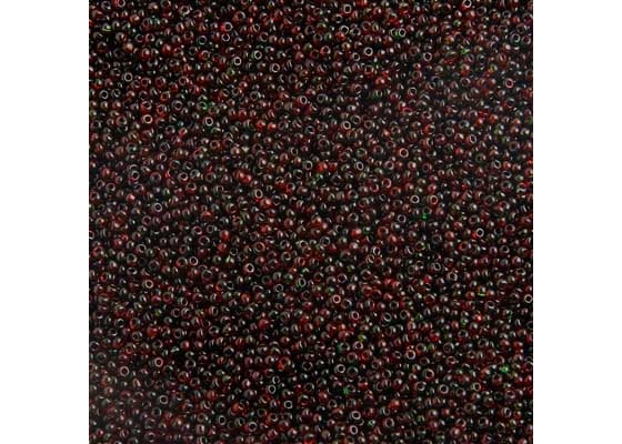 (Half Hank) Czech Seed Bead 10/0 Harleyquin Transparent Green/Red Natural