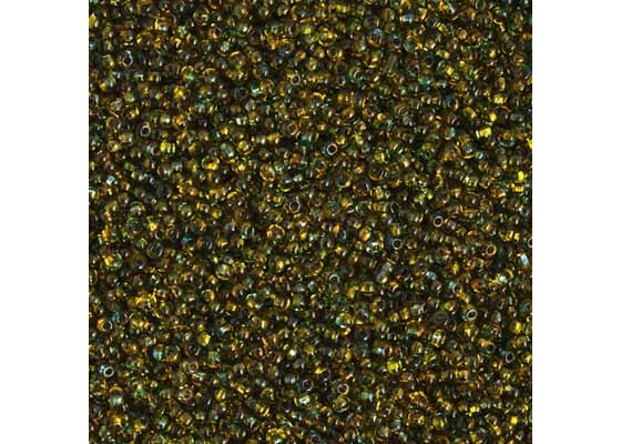 (Half Hank) Czech Seed Bead 10/0 Harleyquin Transparent Green/Yellow Natural