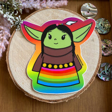 Load image into Gallery viewer, (Large) Girl Indigenous Yoda Sticker
