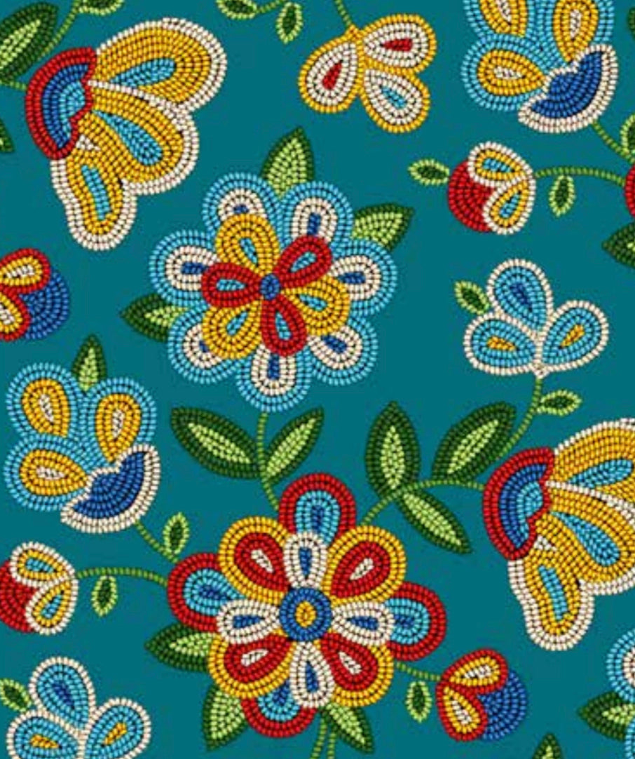 (Tucson) Turquoise Beaded Floral Cotton