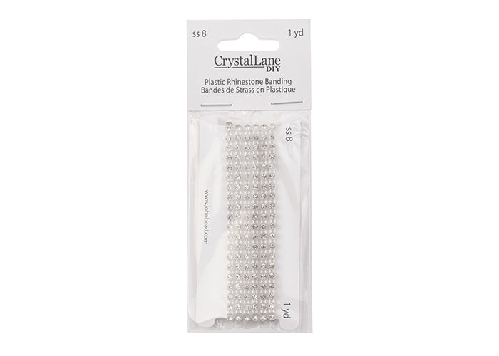 *Plastic Rhinestone Banding (ss8): Transparent with Crystal (1 yard)