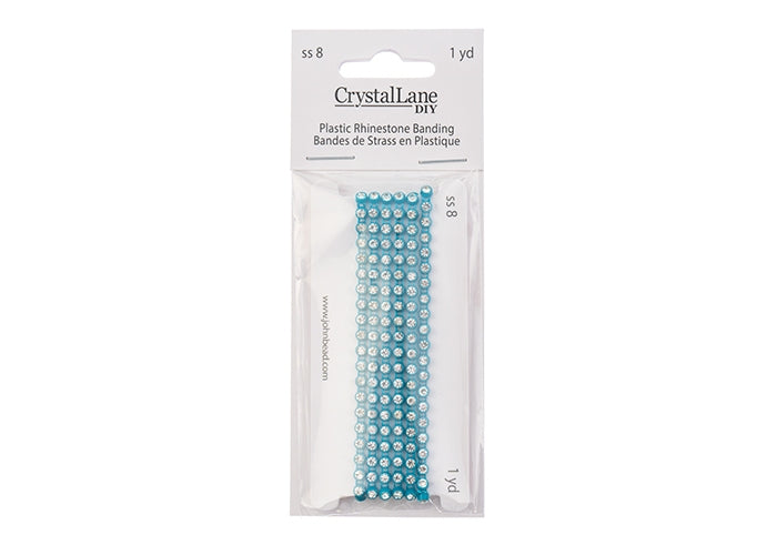 Plastic Rhinestone Banding (ss8): Aqua (1 yard)