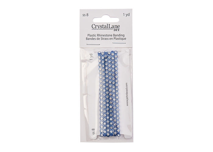 *Plastic Rhinestone Banding (ss8): Royal Blue & Crystal (1 yard)