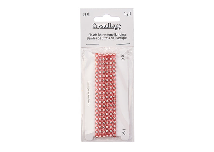 Plastic Rhinestone Banding (ss8): tangerine with crystal (1 yard)