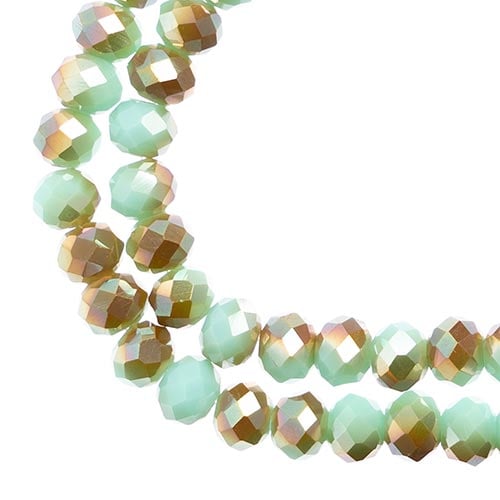 Rondelle 4x6mm Opaque Turquoise Blue with Half Champaign Luster