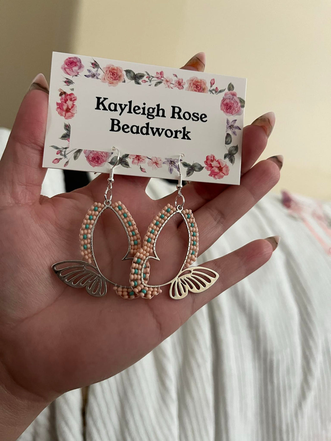 Kayleigh Rose Beadwork - Peach Butterflies