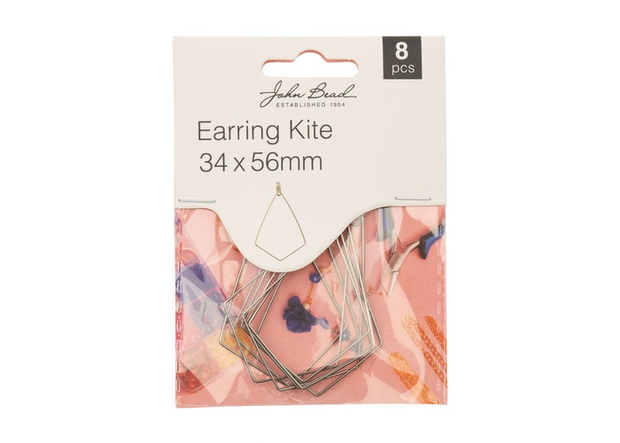 Earring Kite Diamond 34x56mm (Silver) 8Pcs