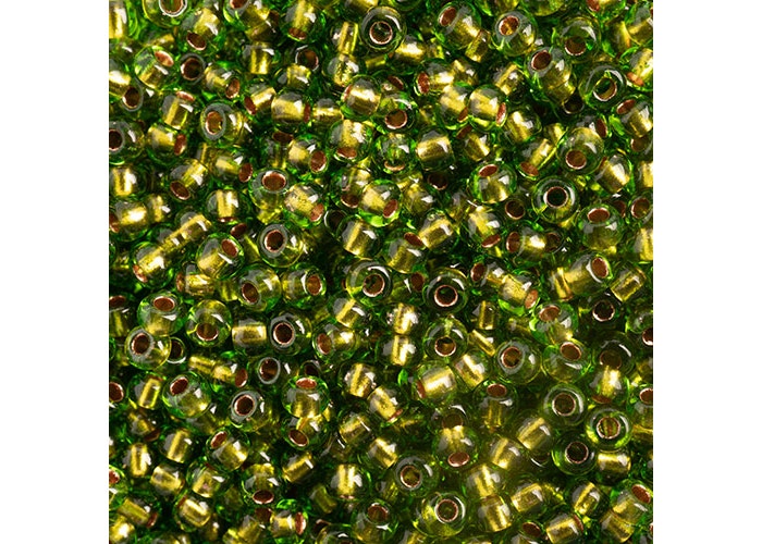 (Vial Czech Size 10) Green Copperlined