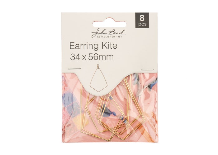 Earring Kite Diamond 34x56mm (Gold) 8Pcs