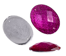 Load image into Gallery viewer, Resin Sew-on Glitter Stone 10p Oval 30x40mm Fuchsia
