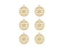 Load image into Gallery viewer, Sweet &amp; Petite Charms 9.1x10.5mm Dreamcatcher Gold 6pcs
