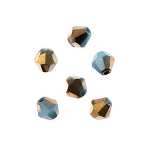Load image into Gallery viewer, Bicone 2 Strand 7&quot;- 6mm Opaque Dark Blue with Half Gold Iris
