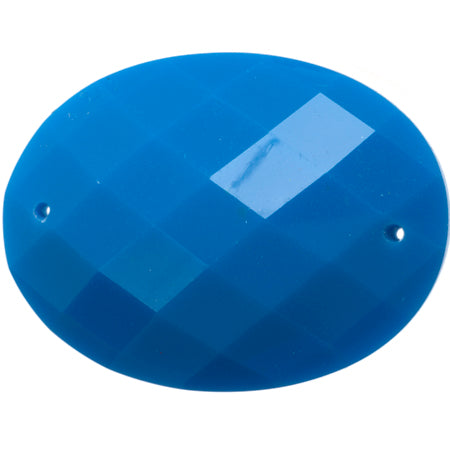 Resin Sew-on Bright Stone 10pc Oval 30x40mm Electric Blue