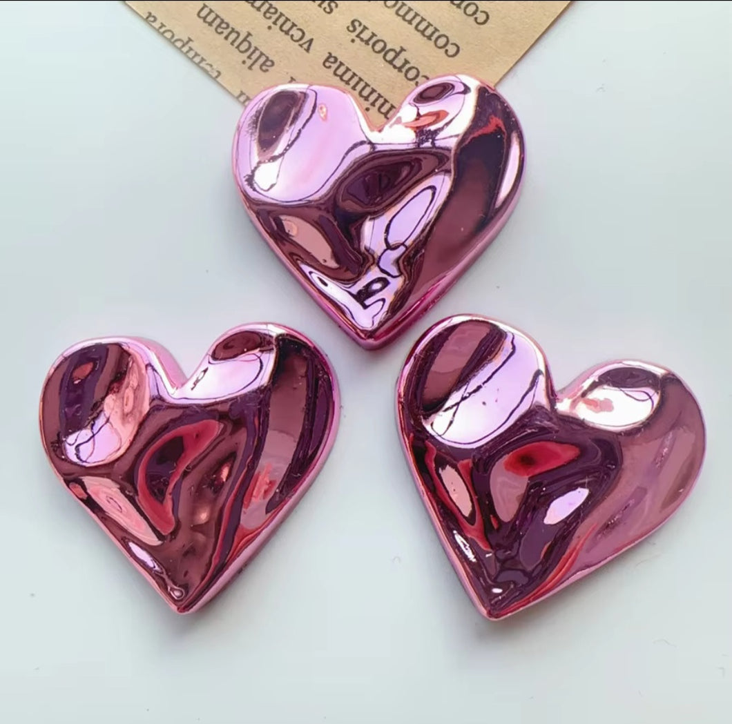 Metallic Heart Cab- Hot Pink (1 each)