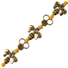 Load image into Gallery viewer, 5&quot; Bead Strand Honeycomb and Bees Yellow and Black Antique Gold Details
