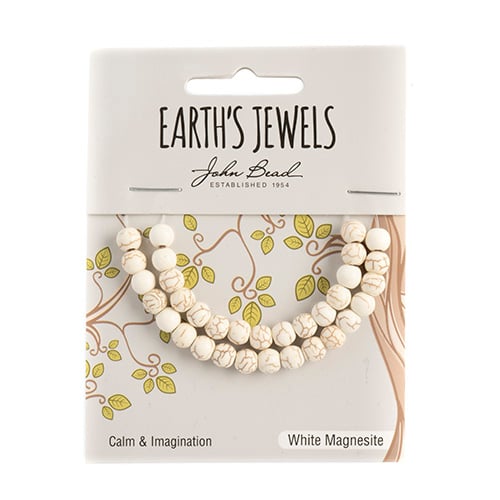 Earth's Jewels Semi-Precious Stones- Round 6mm White Magnesite
