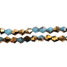 Load image into Gallery viewer, Bicone 2 Strand 7&quot;- 6mm Opaque Dark Blue with Half Gold Iris
