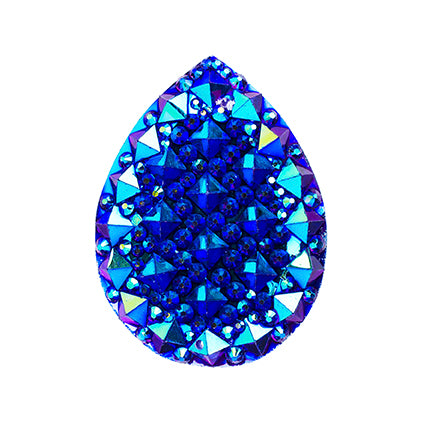 Resin Sew-on Gummy Spike(10pcs) Drop 20x30mm Royal Blue AB