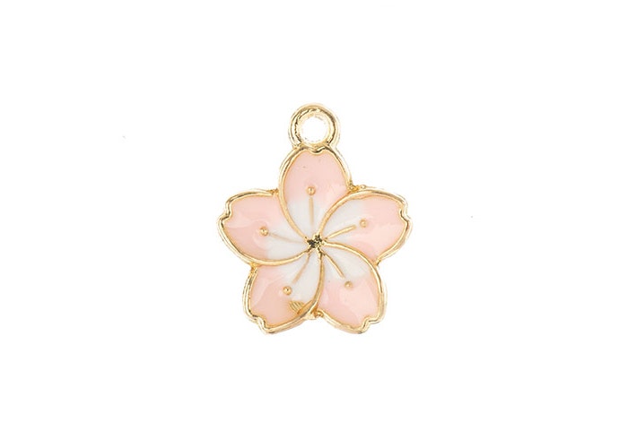 Sweet & Petite Charms 13x16mm Pink Florwer 8pc