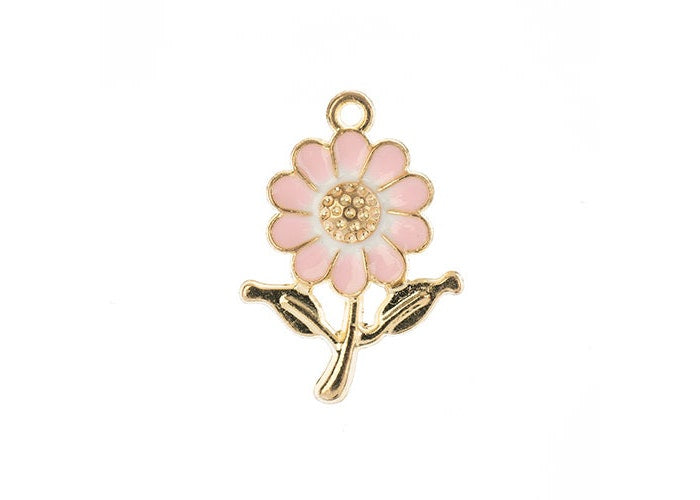 Sweet & Petite Charms 27x19.5mm Daisy Pink 8pc