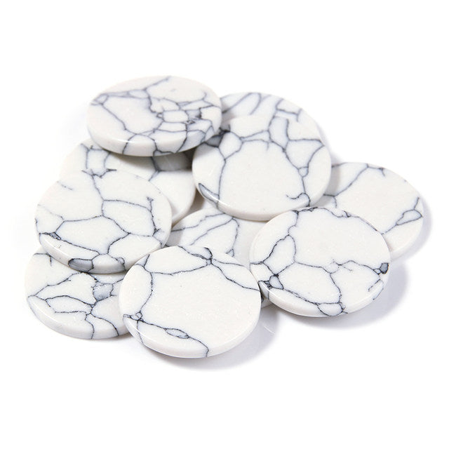 Circle Flat Stone Howlite 20mm (1-each)