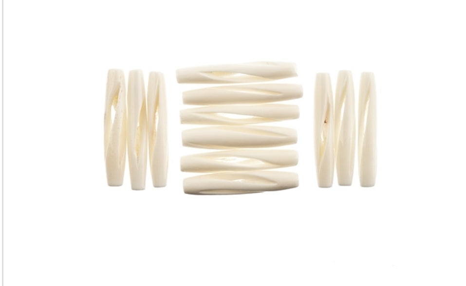 Bone Bead Pipe 1.5in Natural 12pcs