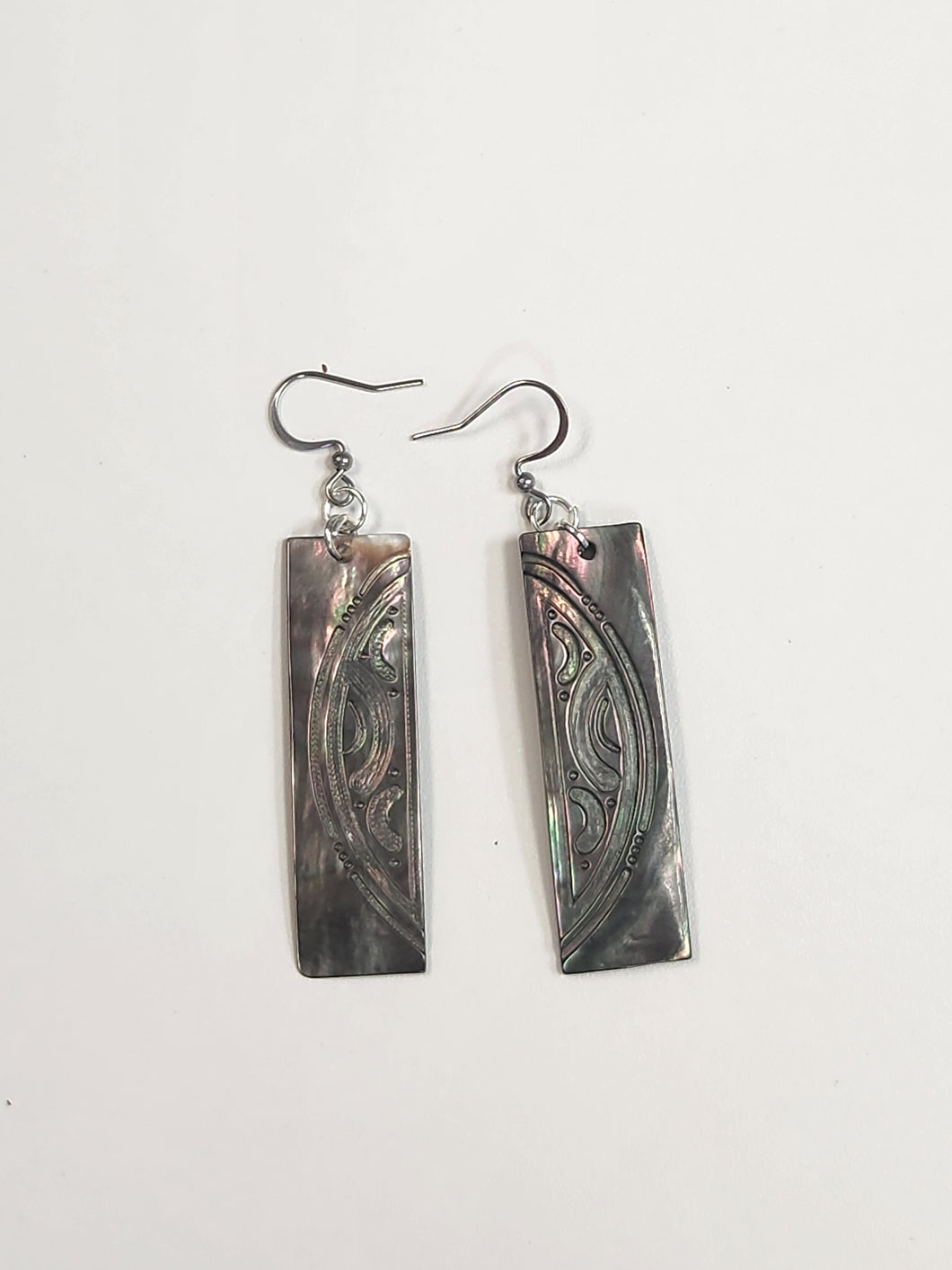 Mother of Pearl Engraved Shell Earrings