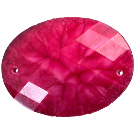 Resin Sew-on Crinkle Stone 10pcs Oval 30x40mm Fuchsia