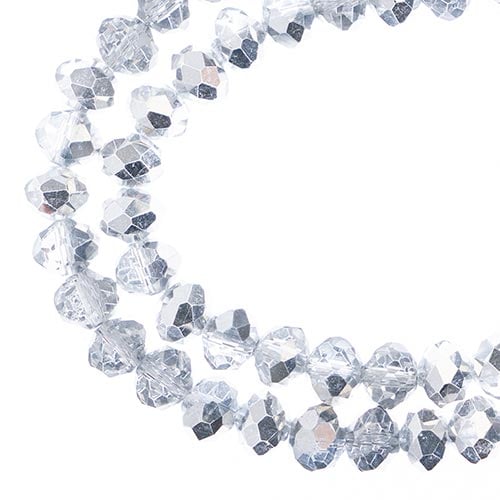 Rondelle 6x8mm Transparent Half Silver Iris