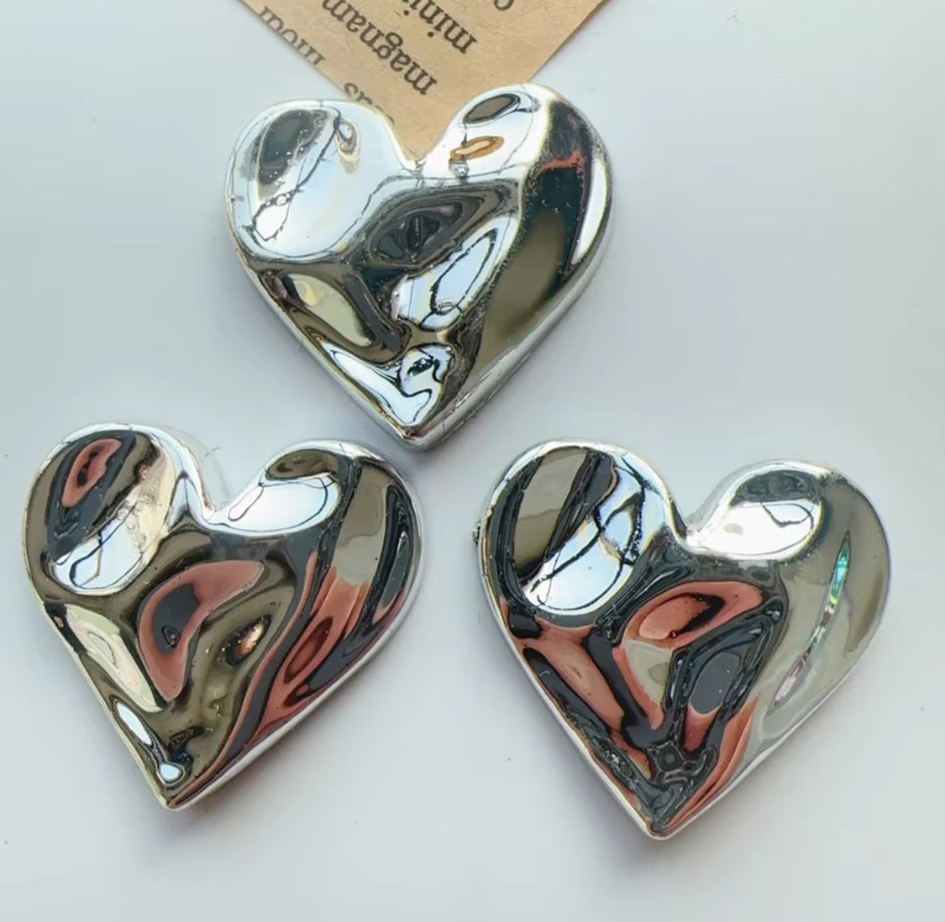 Metallic Heart Cab- Silver (1 each)