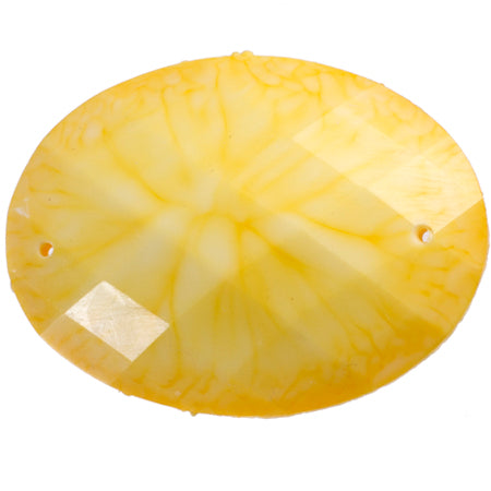 Resin Sew-on Crinkle Stone 10pcs Oval 30x40mm Light Yellow