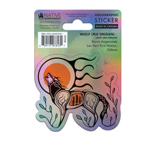 Load image into Gallery viewer, Holographic Sticker - Wolf (Ma'iingan) by Storm Angeconeb
