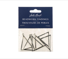 Load image into Gallery viewer, Beadwork Findings - Silver Pendant Triangles 27.5x34.5mm (6pc)
