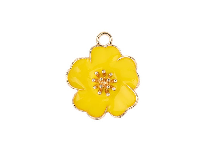 Sweet & Petite Charms 20x24mm Yellow Flower 4pc