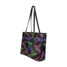 Load image into Gallery viewer, Neon Floral Hummingbirds Leather Tote Bag
