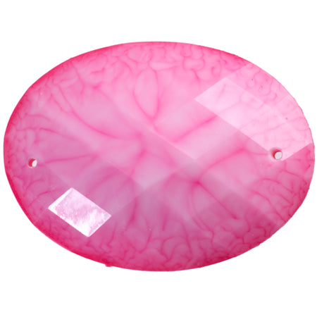 Resin Sew-on Crinkle Stone 10pcs Oval 30x40mm Hot Pink