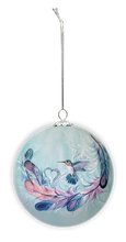 Load image into Gallery viewer, Hummingbird Feathers - Glass Ornament by Carla Joseph
