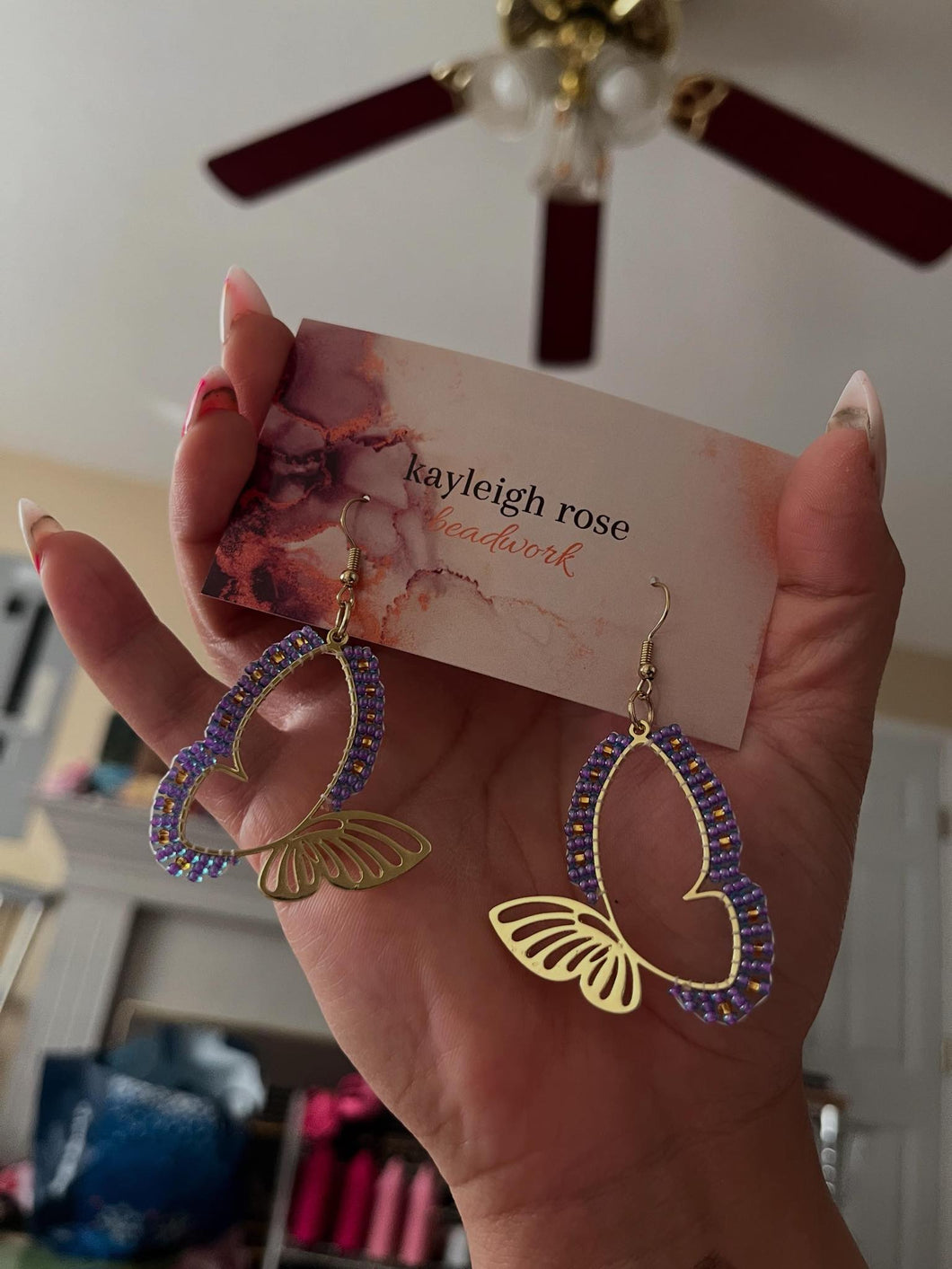 Kayleigh Rose Beadwork - Purple Butterflies