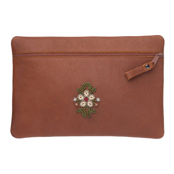 Floret Beaded Utility Bag - Tobacco