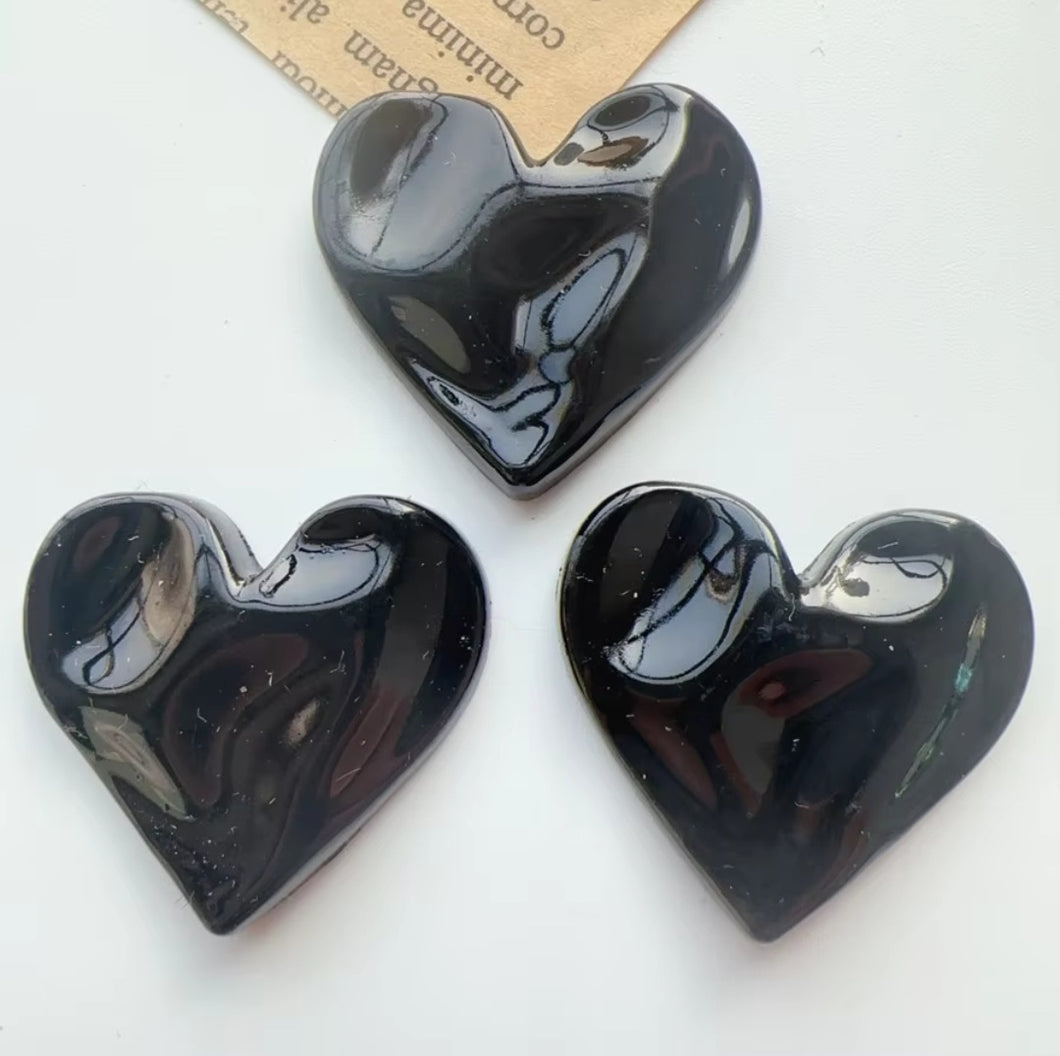 Metallic Heart Cab- Black (1 each)