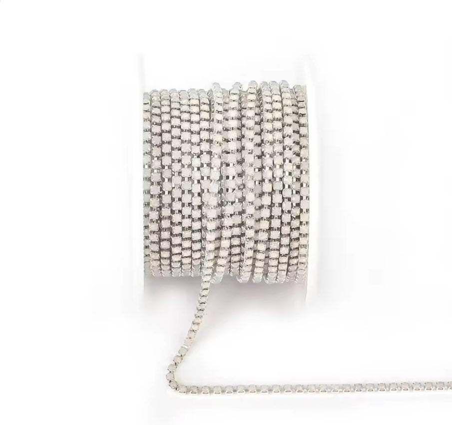 Silver White Opal Rhinestone Banding ss6