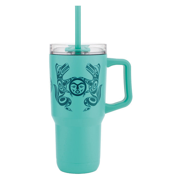 Insulated Tumbler with Straw (32oz) - Wolves and Full Moon by Simone Diamond