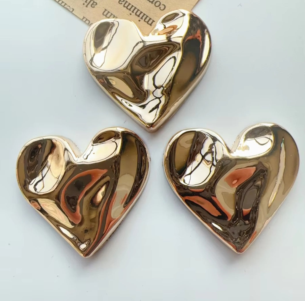 Metallic Heart Cab- Champaign (1 each)