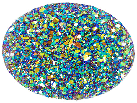 Resin Sew-on Sugar Stone 10pcs Oval 30x40mm Dark Grey AB