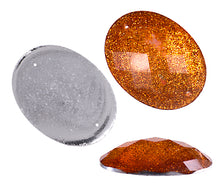 Load image into Gallery viewer, Resin Sew-on Glitter Stone 10p Oval 30x40mm Orange
