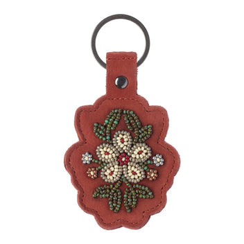 Floret Beaded Keychain - Red Clay