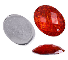 Load image into Gallery viewer, Resin Sew-on Glitter Stone 10p Oval 30x40mm Red

