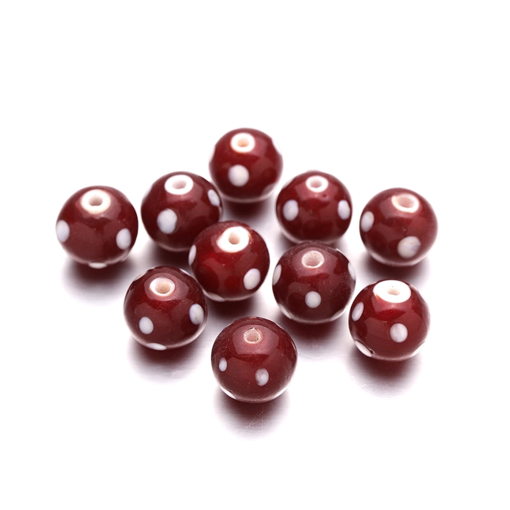 Skunk Beads Red and White 12mm (10pc bags)