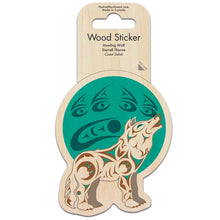 Load image into Gallery viewer, Wood Sticker - Howling Wolf by Darrell Thorne
